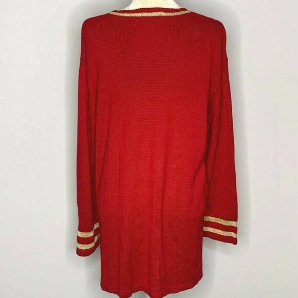 Vintage Liz Claiborne Knit Tunic Sweater L Red - Picture 4 of 5